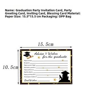 Detail of graduation advice card with black gold design and star hat patterns