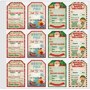 Christmas Gift Tag Stickers Rectangular North Pole Special Delivery Label Self Adhesive Xmas Decals For Holiday Present Wrap