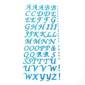 Pegatinas de letras del alfabeto azul brillante para decorar botellas y laptops