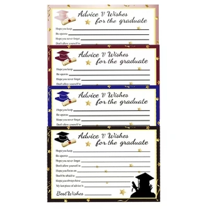 Graduation party advice and well wishes card set in pink, maroon, navy, and black colors