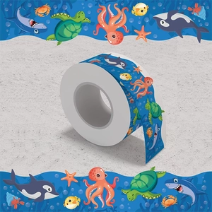 Oceaandier Bulletin Board Border Stickers Waterdicht Zelfklevend Zeedieren Gegolfde Rand Decoratie Voor School Kantoor