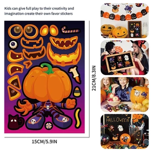 Halloween DIY pumpkin sticker set for kids party favors including diverse facial expressions