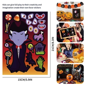 Halloween DIY character stickers set with vampire theme for kids party gifts and activities