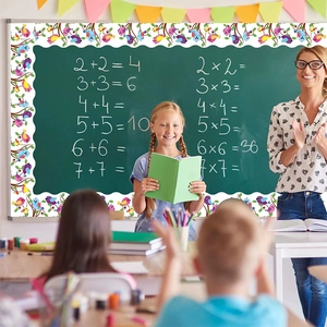 Kleurrijke vogel klaslokaal randstickers voor decoratie van schoolbord en prikbord