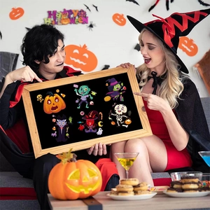Halloween character stickers set featuring pumpkin and ghost for kids party favors