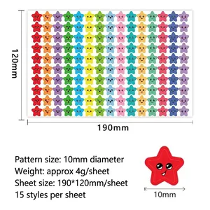 Colorful 10mm star stickers for teachers rewards featuring diverse cartoon emoji expressions