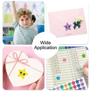 Colorful star reward stickers with cute faces used on notebooks and gift boxes