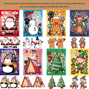 DIY Weihnachts-Puzzlesticker-Set mit Weihnachtsmann, Rentier und Schneemann Motiven
