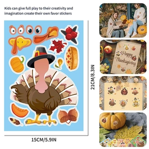 Bastel-Aufkleber Truthahn für Kinder zu Thanksgiving mit vielen Gesichts- und Dekoteilen