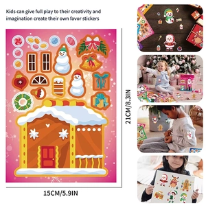 Lot de stickers puzzle de Noël DIY avec Père Noël et bonhomme de neige pour enfants