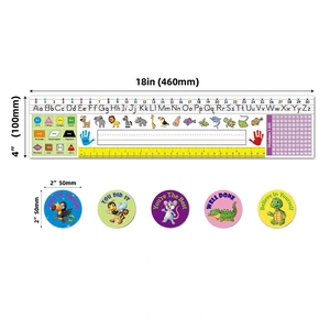 Waterproof rectangular student desk labels with alphabet, numbers and reward stickers