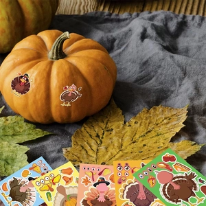 Thanksgiving Truthahn Bastelaufkleber Set für Kinder zur kreativen Kürbisdekoration