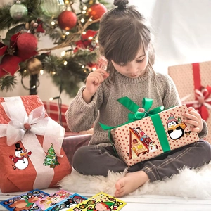 Weihnachts-DIY-Puzzle-Sticker-Set mit Schneemann und Pinguin für Geschenkdeko
