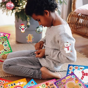 Autocollants puzzle de Noël DIY avec renne, pingouin et père noël pour enfants