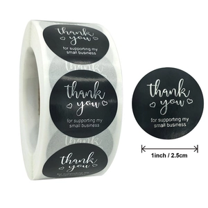 Λεπτομέρεια μαύρων αυτοκόλλητων Thank You 1 ίντσας με μεταλλικά γράμματα και διάσταση