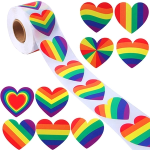 Rainbow heart-shaped decorative stickers roll for Valentine's gift packaging and envelopes