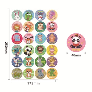 German cartoon animal reward stickers for students featuring cute panda and lion designs