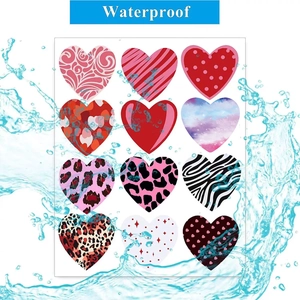 Waterproof heart stickers set with diverse patterns for Valentine's Day decorations