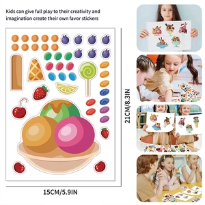 Adesivi Fai-da-te Gelato alla Fragola per Bambini Set Puzzle Creativo 15x21cm