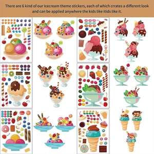 Set di adesivi gelato fragola cartone animato fai-da-te per bambini con sei design