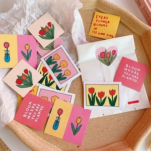 Aesthetic tulip flower stickers and cards set for journal decoration and crafts