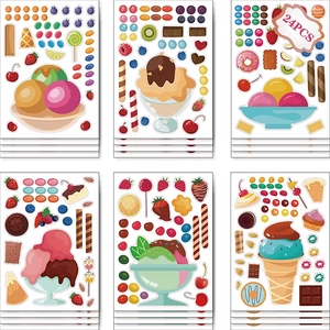 Adesivi Fai-da-te Dessert Gelato Cartone Animato Set Autoadesivo Fragola Gelato Illustrazione Adesivi per Bambini Artigianato