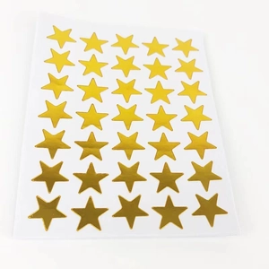 Glossy gold star reward stickers for children featuring 35 pieces per foil sheet