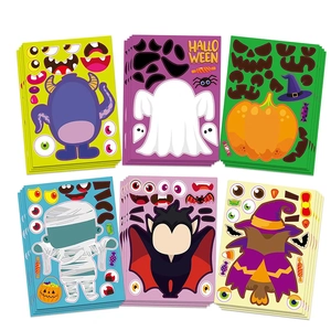 6-pack Halloween DIY puzzle stickers with ghosts and monsters for kids' party activities