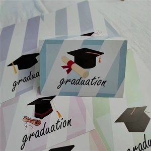 Graduation Greeting Cards Envelopes Stickers Mortarboard Diploma Print Multi Color Congrats Graduate Celebration Cardstock