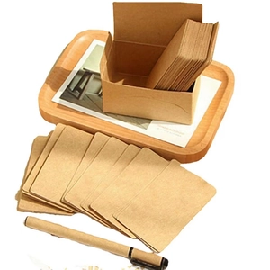 Blank kraft paper flashcards set with rounded corners, storage box and matching pen