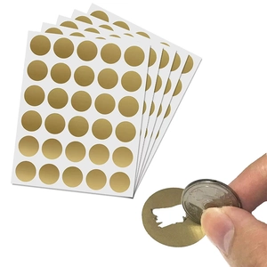 Lot de 120 autocollants à gratter ronds dorés avec démonstration d'une pièce