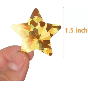1.5 inch gold holographic star stickers with laser texture for decorative sealing