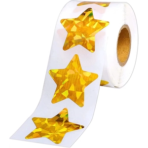Holographic Gold Star Stickers Laser Sparkle Reward Labels For Gift Packaging Envelope Sealing Party Supplies Wedding Decor