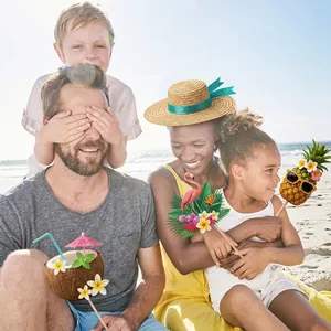 Hawaii zomer zwembadfeest foto rekwisieten met ananas en flamingo cartoon ontwerpen