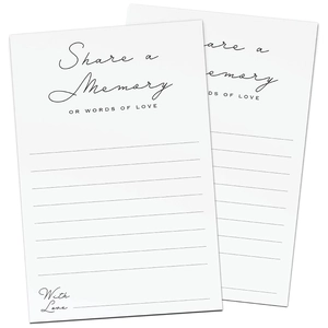 Tarjetas de Mensaje Comparte Un Recuerdo Minimalistas de Cartulina Blanca Para Boda Funeral Cumpleaños Graduación Celebración Ceremonia Fiesta