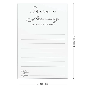 Tarjetas Share a Memory 4x6 minimalistas con líneas para bodas o conmemoraciones