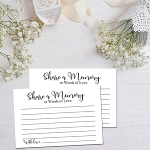 Elegant Share a Memory cards on white wood with gypsophila and a gift box