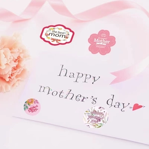 Mother's Day sticker set with Happy Mother's Day card and floral I LOVE YOU MOM decals