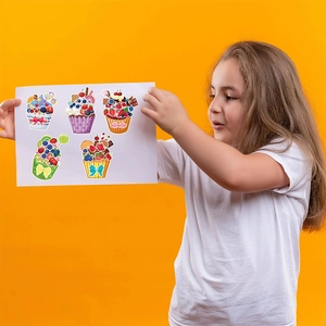 DIY cartoon ice cream and cupcake puzzle stickers for kids with colorful dessert patterns