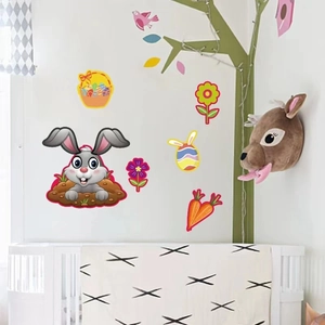 Easter bunny and colorful eggs wall stickers set for DIY nursery room decoration