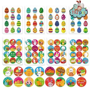Pasen Stickers Konijn Ei Kuiken Patroon DIY Cadeau Decoratie Cartoon Feestelijke Briefpapier Zelfklevend Etiket Voor Vakantie