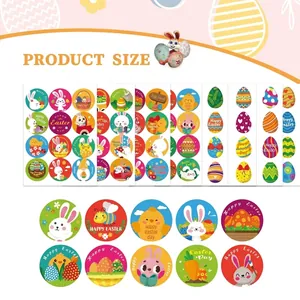 Happy Easter DIY-stickers voor kinderen met konijnen en eieren, 7,08x5,11 inch