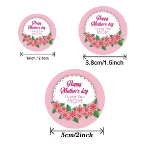 Happy Mothers Day Fathers Day Stickers Round Flower Label Seals For Gift Wrapping Envelope Decor Floral Heart Design Adhesive Labels