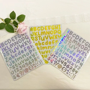 Holographic laser and glitter alphabet number stickers set for DIY crafts decoration