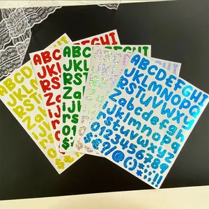 Glitter laser alphabet and number stickers in five colors for DIY cups and laptops