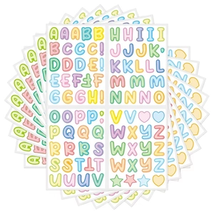 Waterproof Colorful Alphabet Stickers Cartoon DIY Name Labels For Water Bottle Lunch Box Vinyl Letter Decals