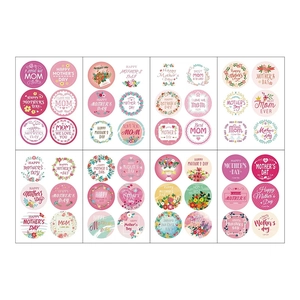 Autocollants Ronds Fête Des Mères Motif Fleurs Cœur I Love You Mom Étiquettes Adhésives Boîte Cadeau Sceau Enveloppe Décalcomanies Décoratives Festives