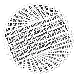 Waterproof DIY alphabet sticker sheets with black letters for laptop and water bottle decor
