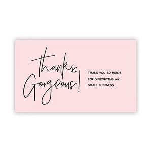 Pink Thank You cards for small business with artistic Thanks Gorgeous lettering