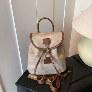 Zaino in Pelle PU Vintage da Donna Grande Capacità Borsa da Viaggio Stile College Coulisse Fibbia Borsa a Tracolla